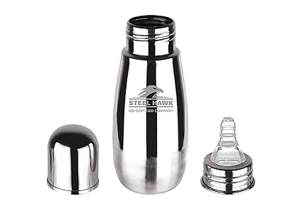 Steel Hawk Stainless Steel Feeding Bottle (Small Neck) - 220Ml | Silver
