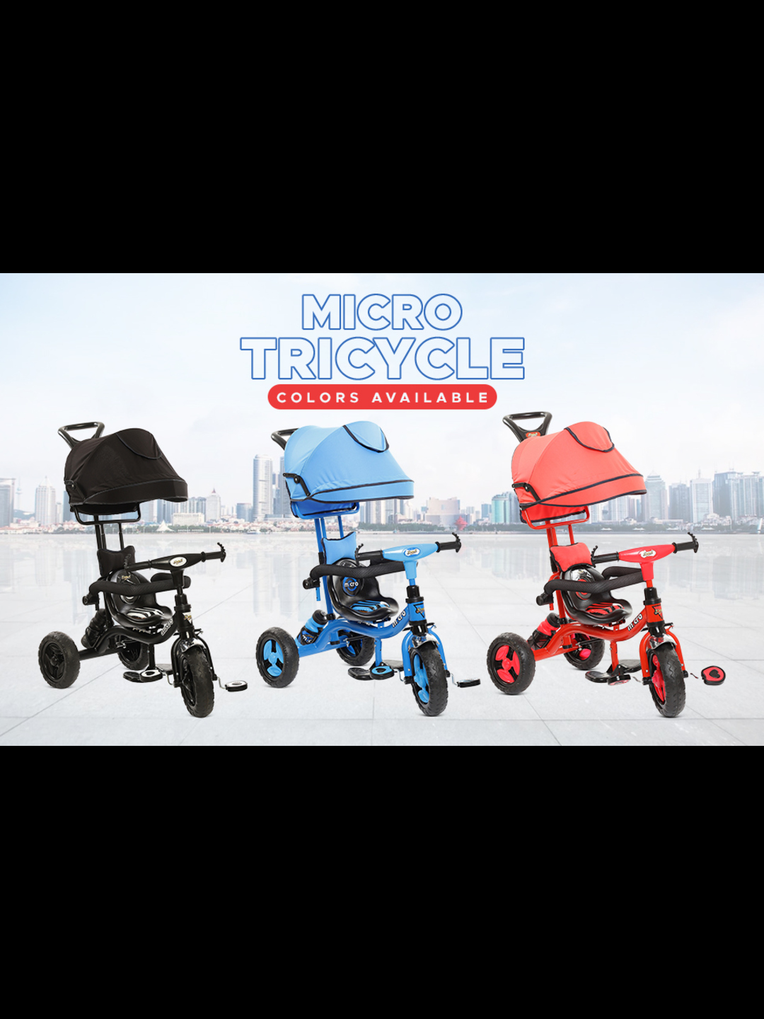 Dash Micro 3 in 1 Cycle for Kids, Baby Cycle,Tricycle, Kids Cycle, Tricycle for Kids for 3 Years to 5 Years with Parental Handle, Canopy, Sipper and Arm Rest (Capacity 25kg | Black)