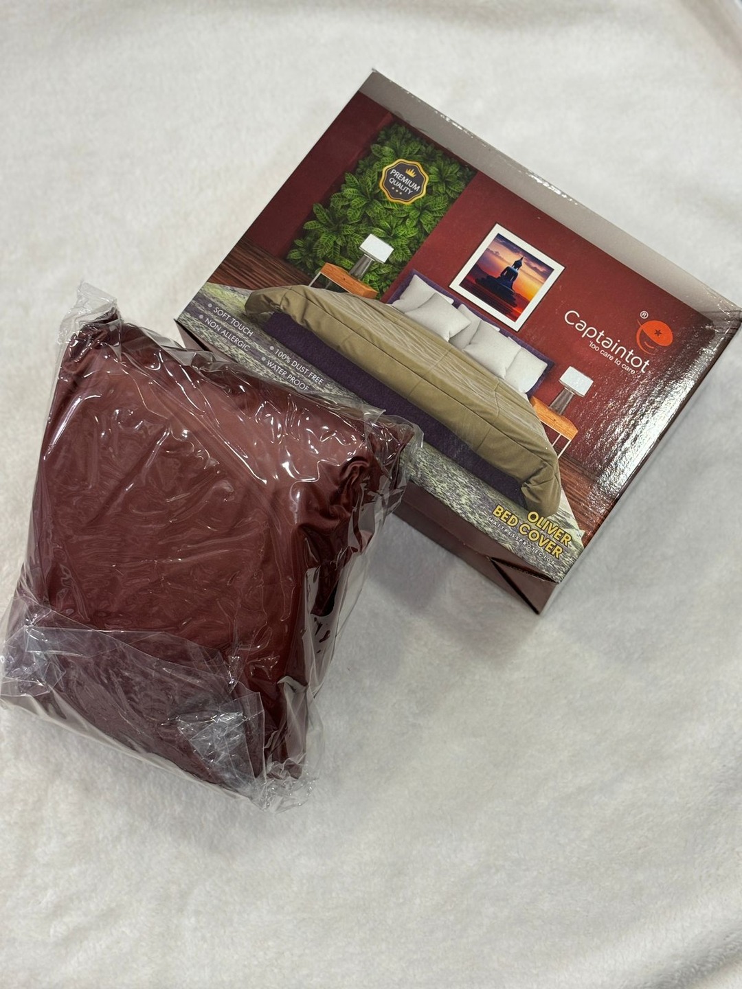 Captaintot Premium Soft Touch Elastic Mounted Water Proof Plastic Bed 6*6Cover