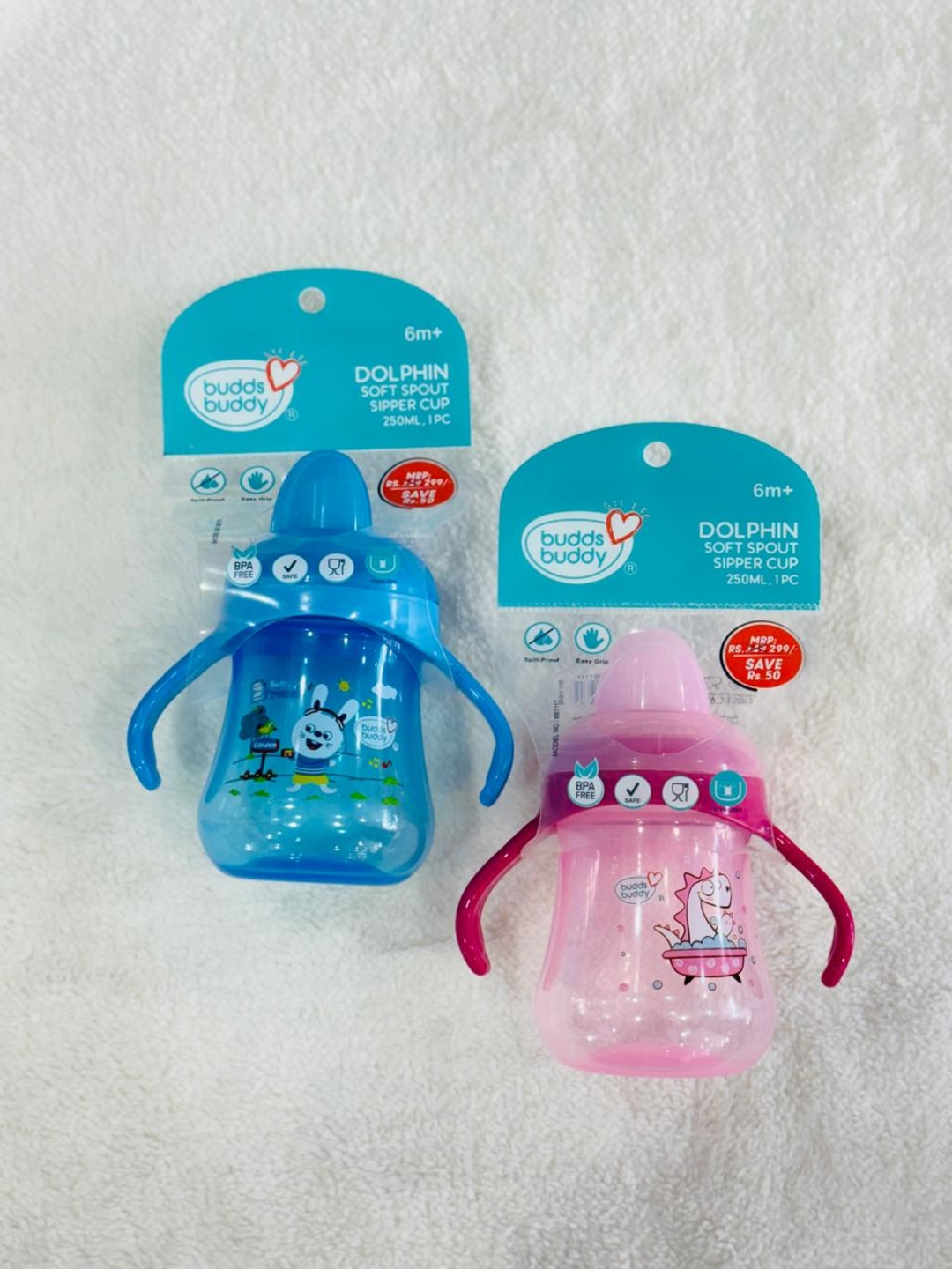 Dolphin Sipper/Sippy Cup 250ml, Anti-Spill Design with Soft Silicone Spout, 6m+