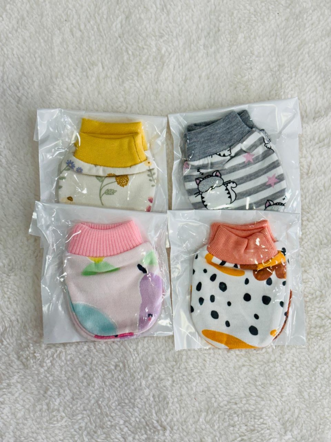 Baby Rib Mittens,Hand(Cotton Hosiery) Gloves for New Born Baby 0-12 Months (Pack of 4)
