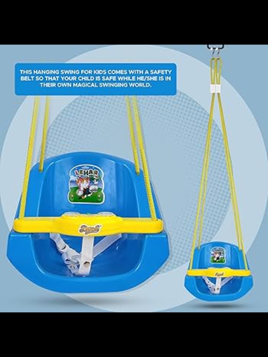 Dash Deluxe Adjustable Plastic Wave Swing for Kids with Light and Music Indoor and Outdoor Hanging Swing - Up to 6 Months Boys and Girls 